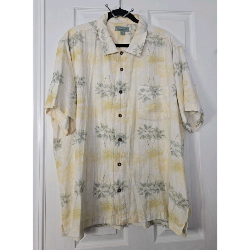 Kona Wind Men's Hawaiian Cotton Button Down Shirt XL Short Sleeve